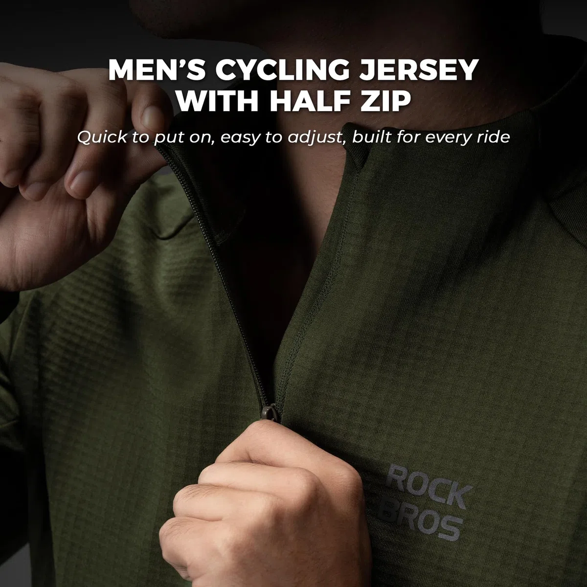 ROCKBROS Maglia da Ciclismo Invernale Uomo a Maniche Lunghe, Magliette Bici Termico e Antivento, Traspirante ad Asciugatura Rapida, con 3 Tasche, per Bici da Corsa MTB