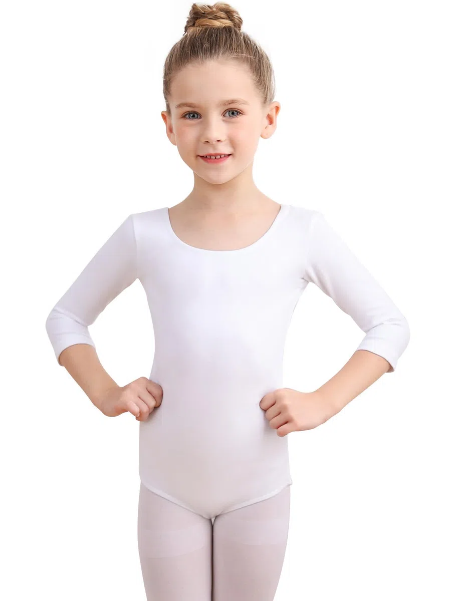 Soudittur Body Danza Classica per Bambine e Donne Cotone Body Ginnastica Artistica Costumi per Balletto Body 3/4 Maniche Lunghe