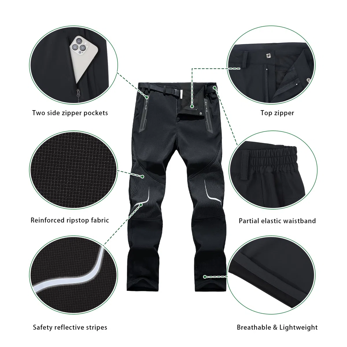 Pantaloni da Passeggio Traspiranti Pantaloni da Campeggio Leggeri Antivento Sportivi all'aperto Pantaloni da Trekking