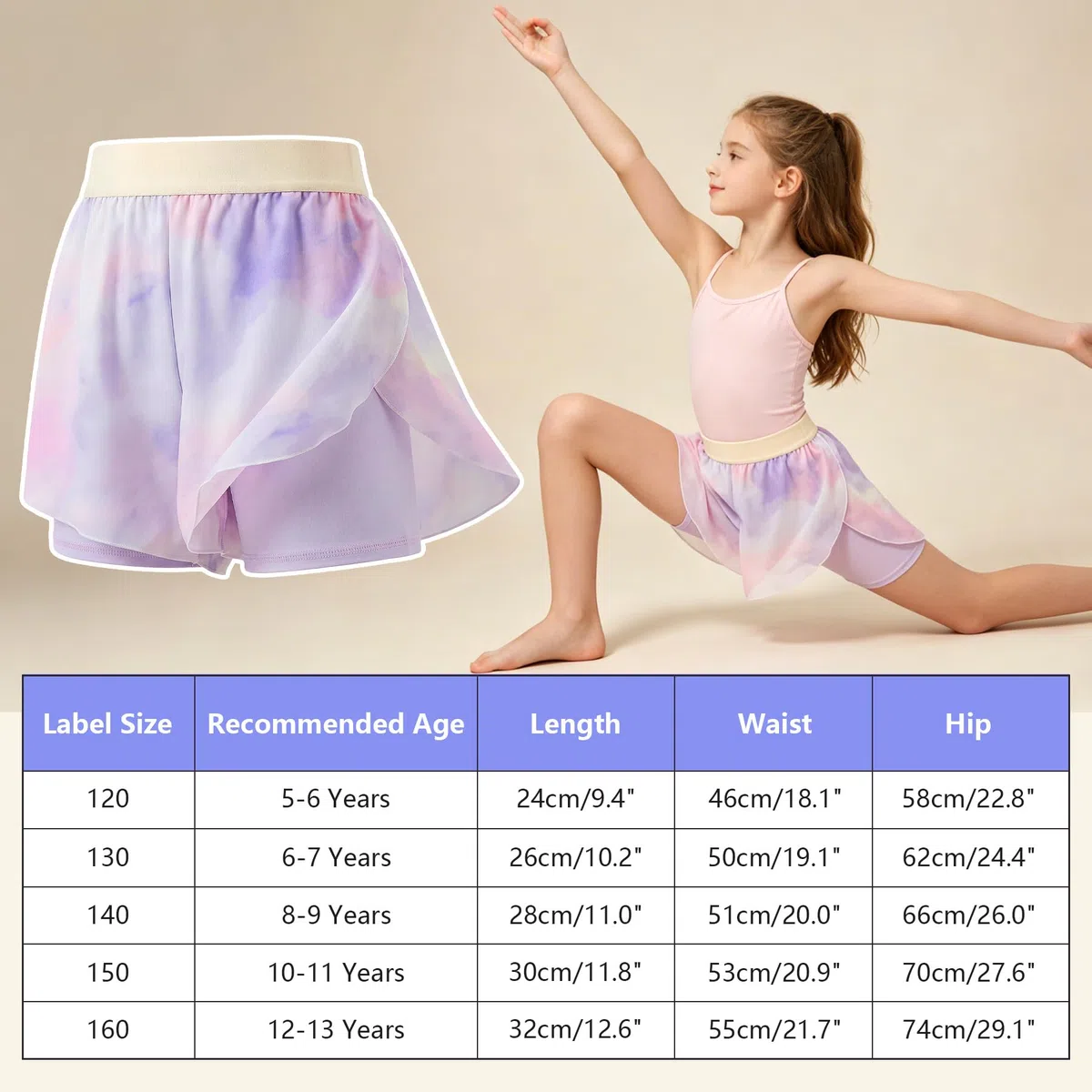 Pantaloncini Ragazze Bambine Pantaloni Corti Sportiva 2 in 1 con Interni e Gonna Elastico Vita Estivi Asciugatura Rapida Casual Sportivi Short Leggings per Tennis Corsa Danza Ciclismo 5-13 Anni
