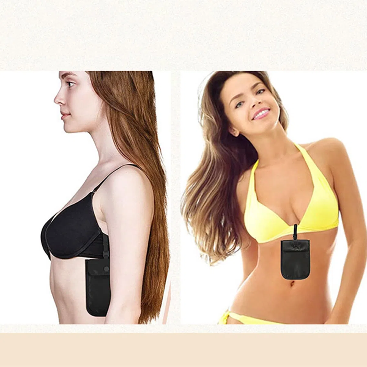 HsentimenH Portafoglio per Reggiseno da Viaggio per Donna, Borsa Reggiseno Portamonete, Portafoglio Nascosto Lavabile Antifurto con Cinturino Regolabile per Donna Viaggi e Sport Tasca Nascosta