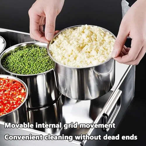 Scatola portaoggetti per condimenti, in acciaio inox, contenitore per spezie self-service per uso commerciale, ideale per cucine di hotel, grande capacità per ingredienti di condimento