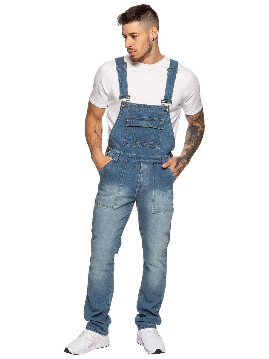 Enzo Ezd390 Ven Denim Dungarees Overalls Uomo (Pacco da 1)