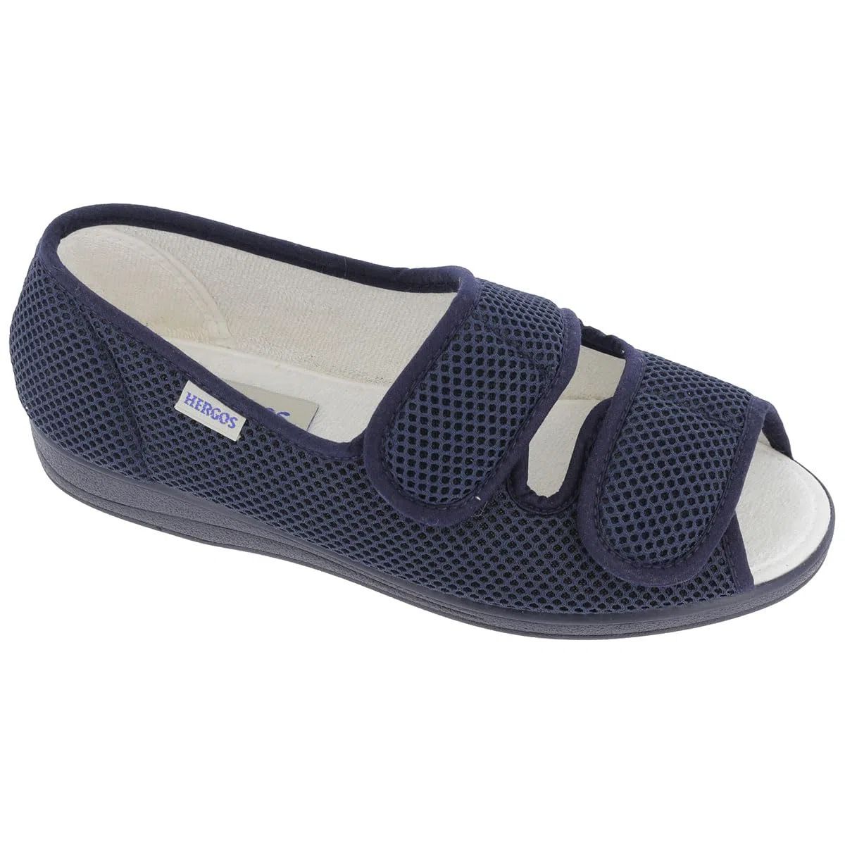 Hergos H044 - Scarpa in Tessuto Rete con Due velcri per Allacciatura Personalizzata e Punta Aperta - Rete Blu