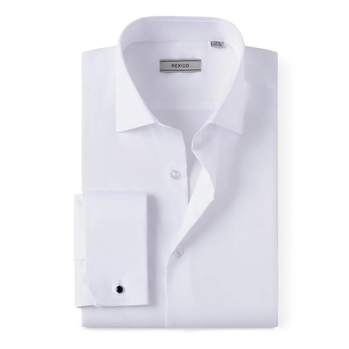 Camicia da uomo elasticizzata, colletto Windsor, polsini francesi, camicia formale a maniche lunghe con colletto rimovibile, tinta unita