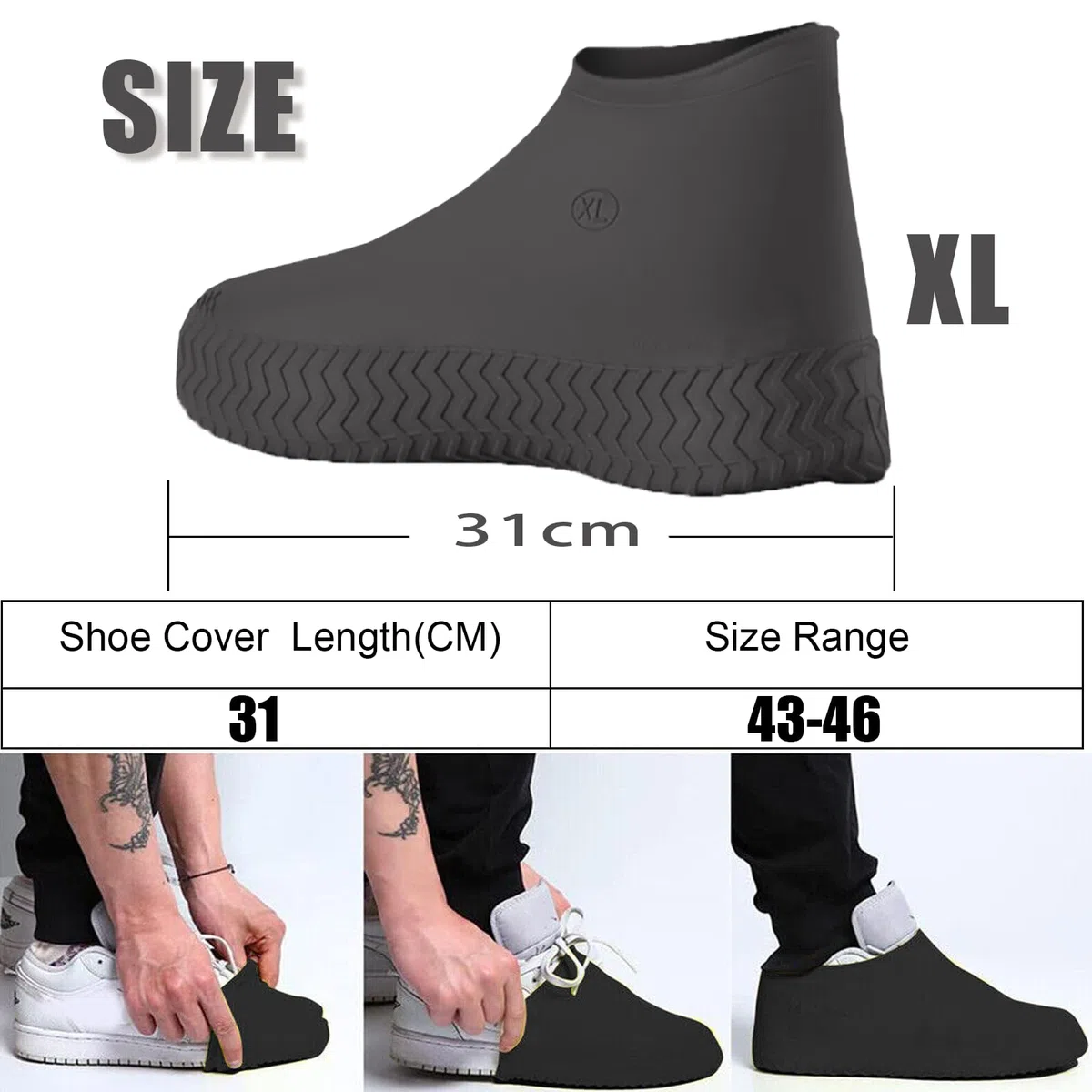 Ahigh Copriscarpe impermeabile, 3 paia di copriscarpe, copriscarpe, usa e getta e riutilizzabili, in lattice, antiscivolo, per pioggia, giorno della neve, spiaggia del deserto, strade fangose
