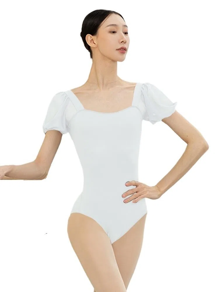 Top da Danza Abbigliamento Body da Ballo for Donna, Tuta da Ballo for Adulti, Abbigliamento da Ballo for la Pratica Quotidiana, Body da Yoga(White,L)