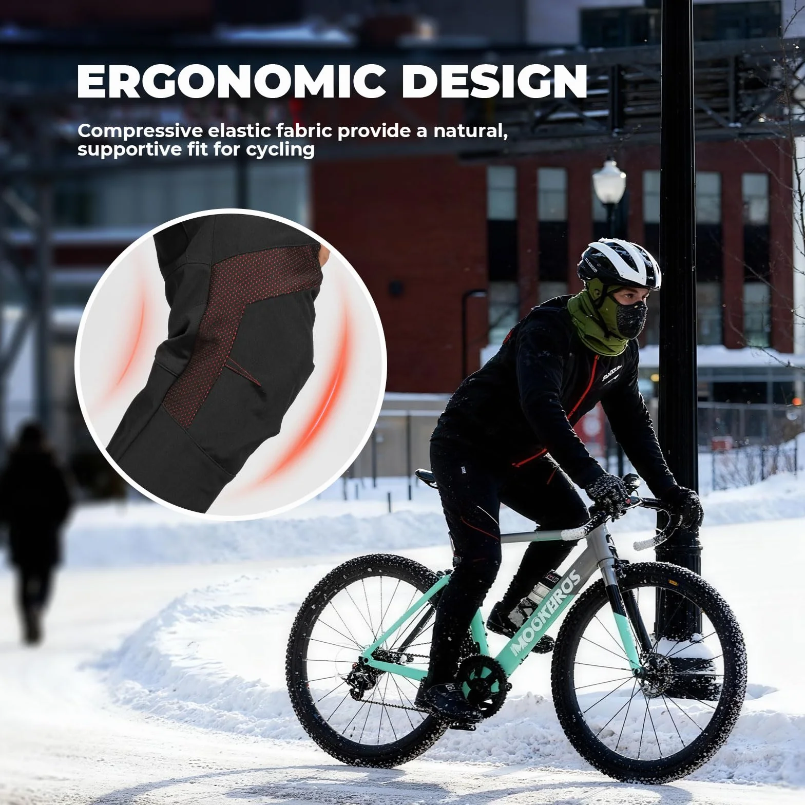 ROCKBROS Pantaloni Lunghi per MTB Bici Invernali, Pantaloni Sportivi Antivento Uomo Donna, per Sport Ciclismo Tuta Running Escursionismo, Caldo con Pile Termico