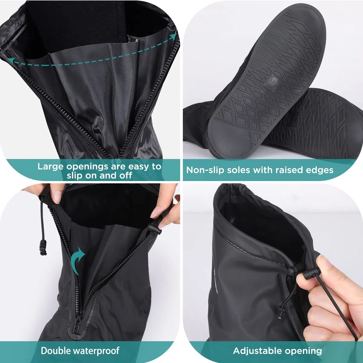 GeeRic Copriscarpe Impermeabili, Copriscarpe Antipioggia con Zipper Antiscivolo Copriscarpe da Ciclismo Antineve PVC Antiscivolo Riutilizzabili Durevoli a Passeggiate, Campeggio,Scalare Unisex