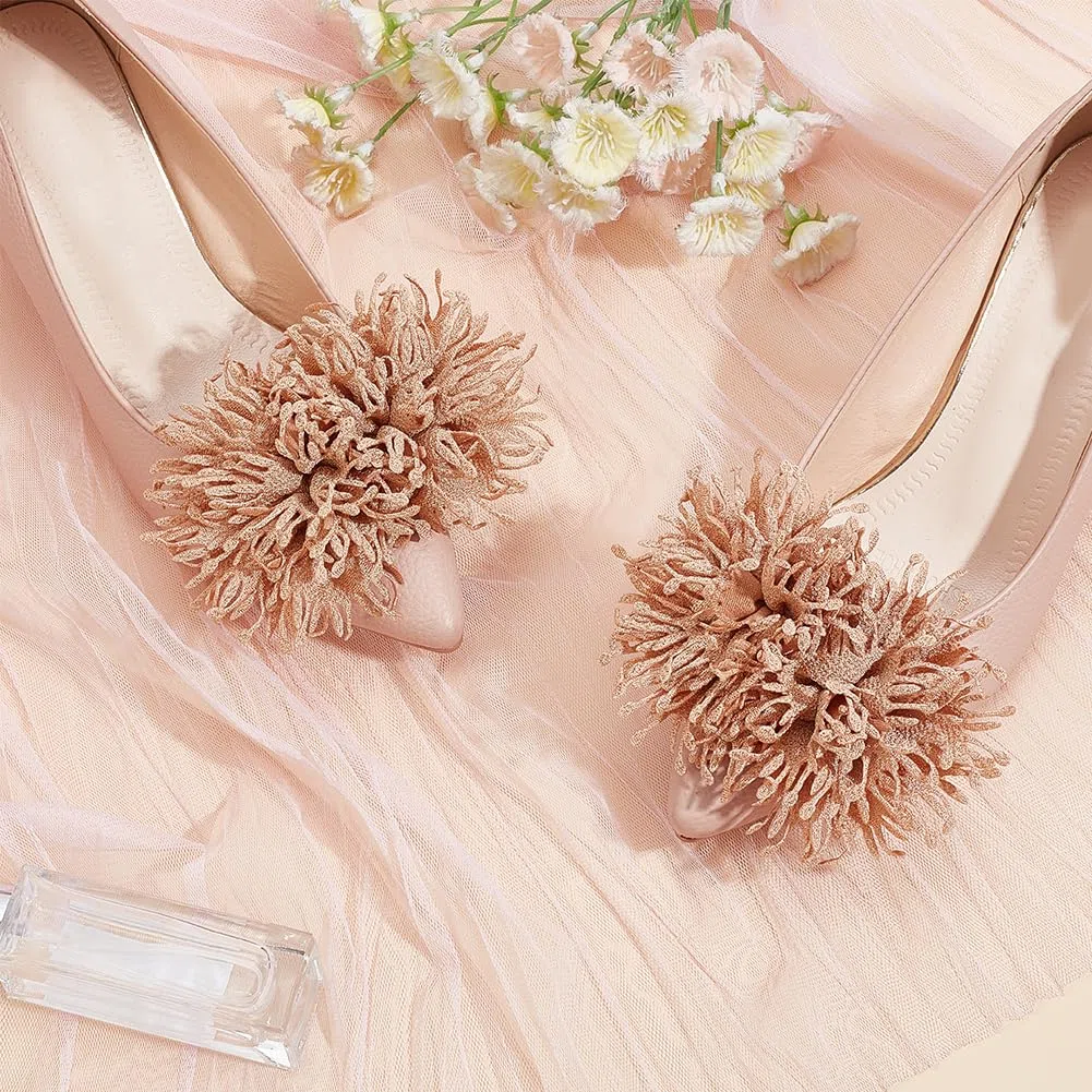 FINGERINSPIRE Clip per scarpe con fiori in tessuto 3D staccabili con tacco alto fibbia per scarpe da sposa in tessuto artificiale decorazione per scarpe con fiori artificiali ciondoli unico bordo