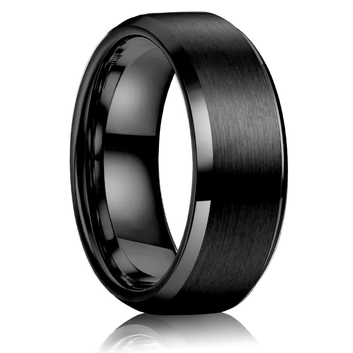 Anelli in Acciaio Inox per Uomo 8MM Anello di Fascia Nuziale Anelli di Fidanzamento con Finitura Opaca Bordo Lucido Smussato Anelli di Promessa per Uomini Donne Unisex