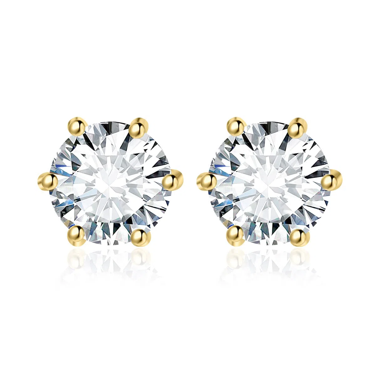 JewelryPalace Orecchini a Bottone Donna Argento 925 con Creato Moissanite, Piercing a Lobo con Pietra a Taglio Rotondo, Solitario in Tre Ori Set Gioielli