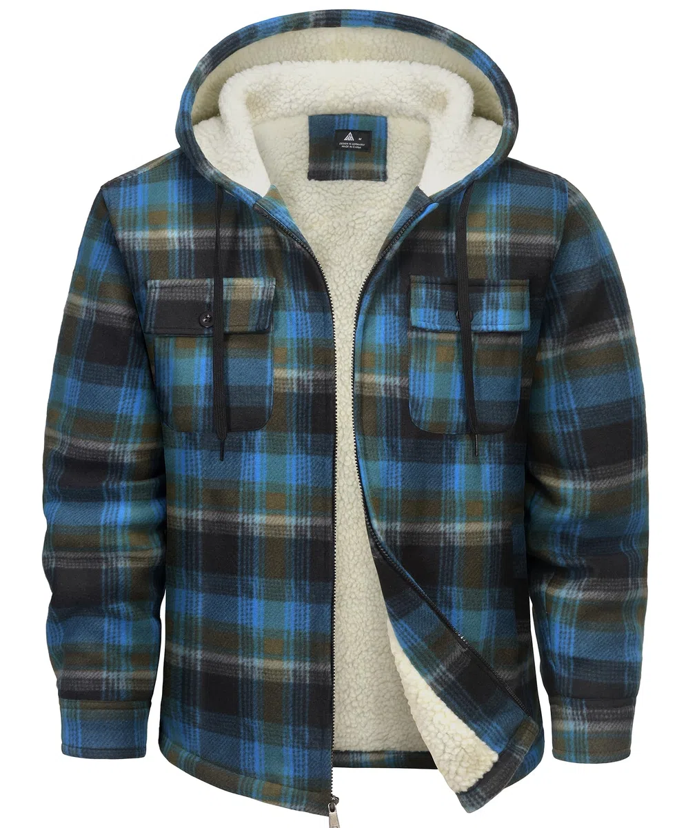 SwissWell Camicia Boscaiolo Uomo Giacca Flanella a Quadri Spessi Fodera di Peluche Felpa Cappuccio Foderata Casual Uomo Felpa con Cappuccio in pile Giacca Invernale con Tasca
