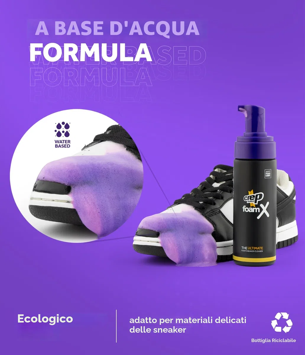 Crep Protect FoamX - Detergente per scarpe, 150 ml, formula pronta all'uso per scarpe da ginnastica in pelle, tela, nylon