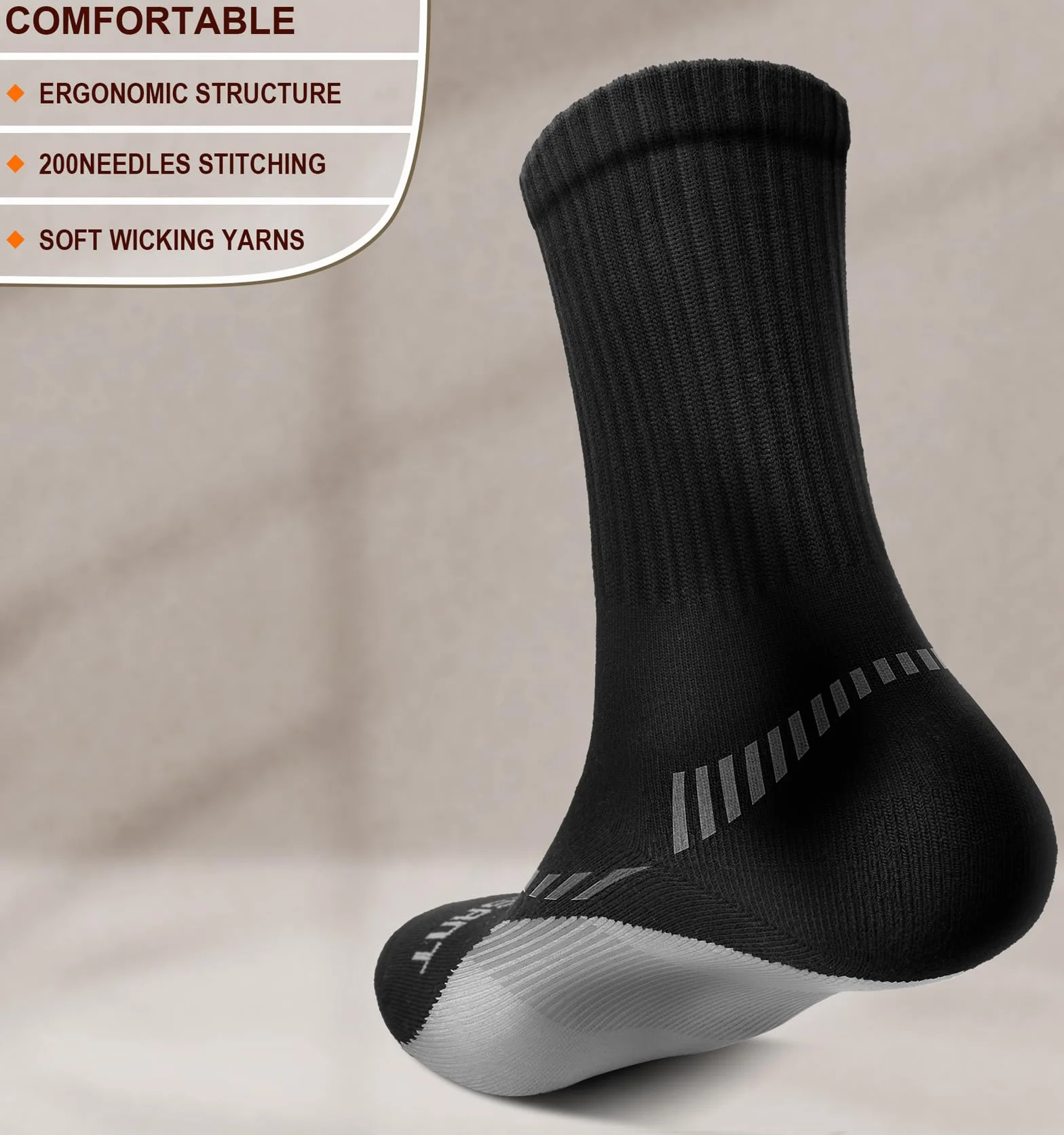 BULLIANT Calzini Calcio 6 Paia, Calzini Uomo Sportivi Compressione Antiscivolo Corsa Calze,Suola Completamente