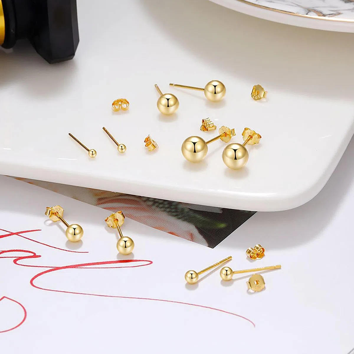 5 Paia Orecchini Sfera Argento 925 per Donna Uomo Bambina Orecchino a Perno Pallina Oro Piercing Orecchini Donna Sfera Oro Piccoli Orecchino a Lobo Rotondi Ipoallergenici