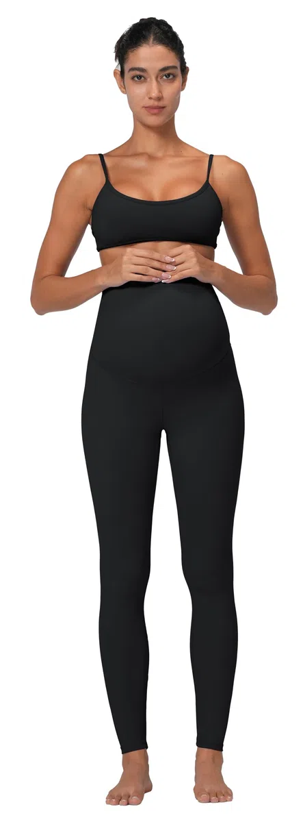 Sunzel SUNZFLY Leggings Premaman da Donna, Morbidi, a Vita Alta, per Yoga, Allenamento, Lounge, Comfort per Tutto Il Giorno, Nero, L