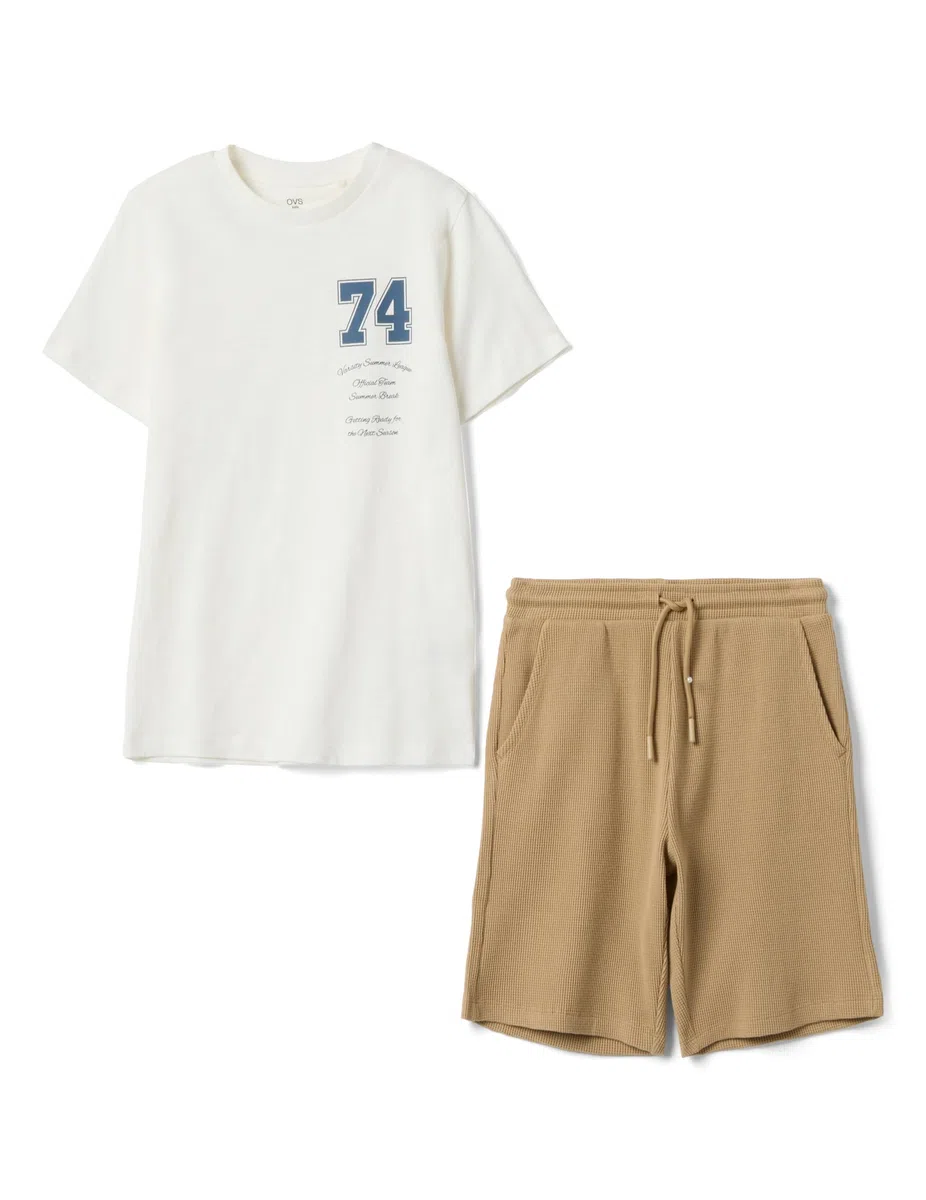 OVS KIDS Kit t-shirt shorts in puro cotone multicolor da ragazzo regular fit