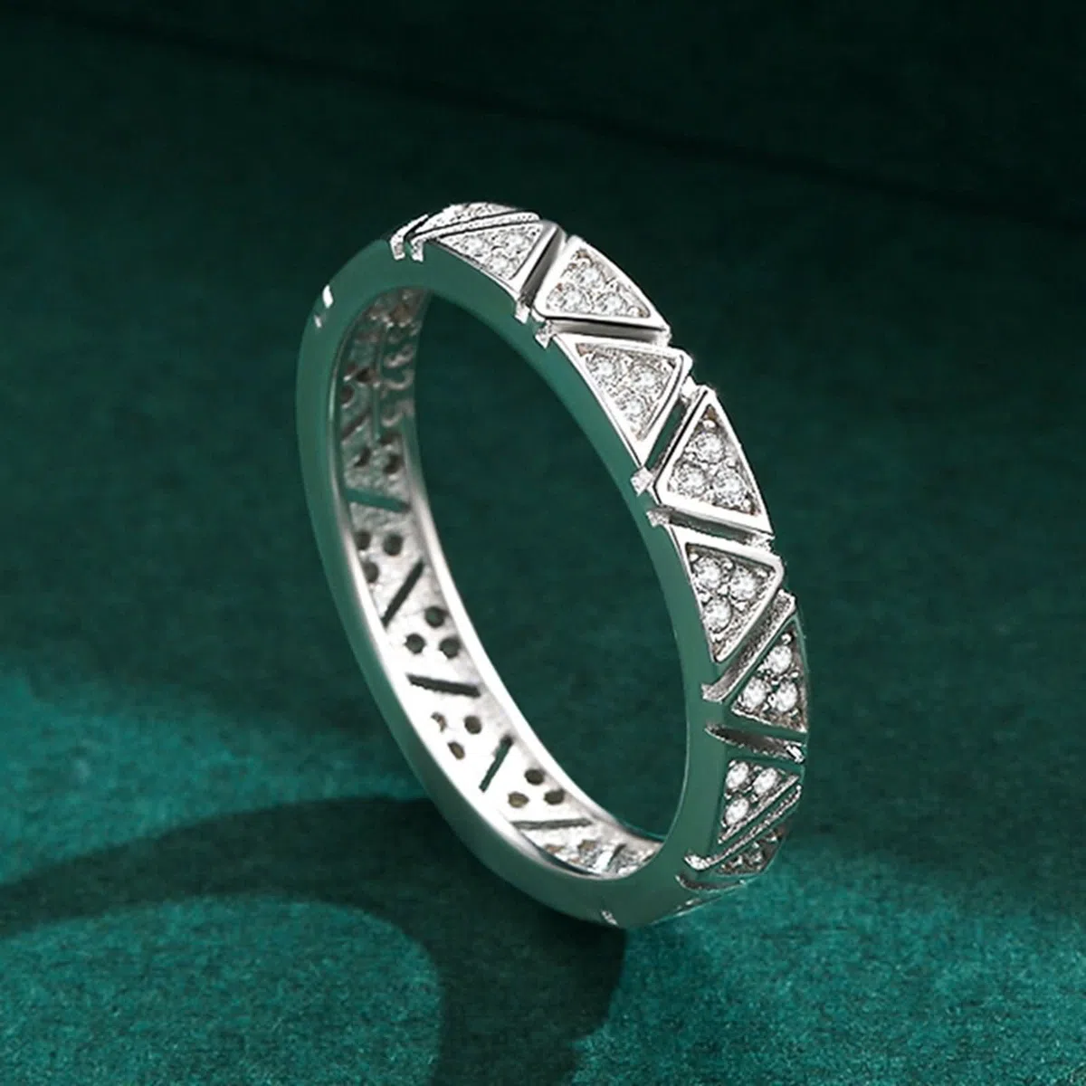 Anello da donna, in argento Sterling con triangolo, con strass e gioielli alla moda per lei, L 1/2, zirconia cubica