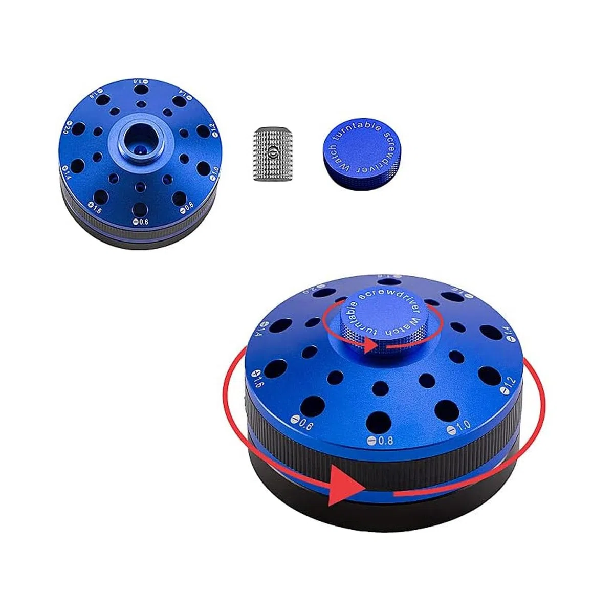 Set di cacciaviti da orologio 10pcs con supporto di stoccaggio in alluminio rotativo, kit di cacciaviti di precisione per la riparazione di orologi, occhiali, gioielli,Blue