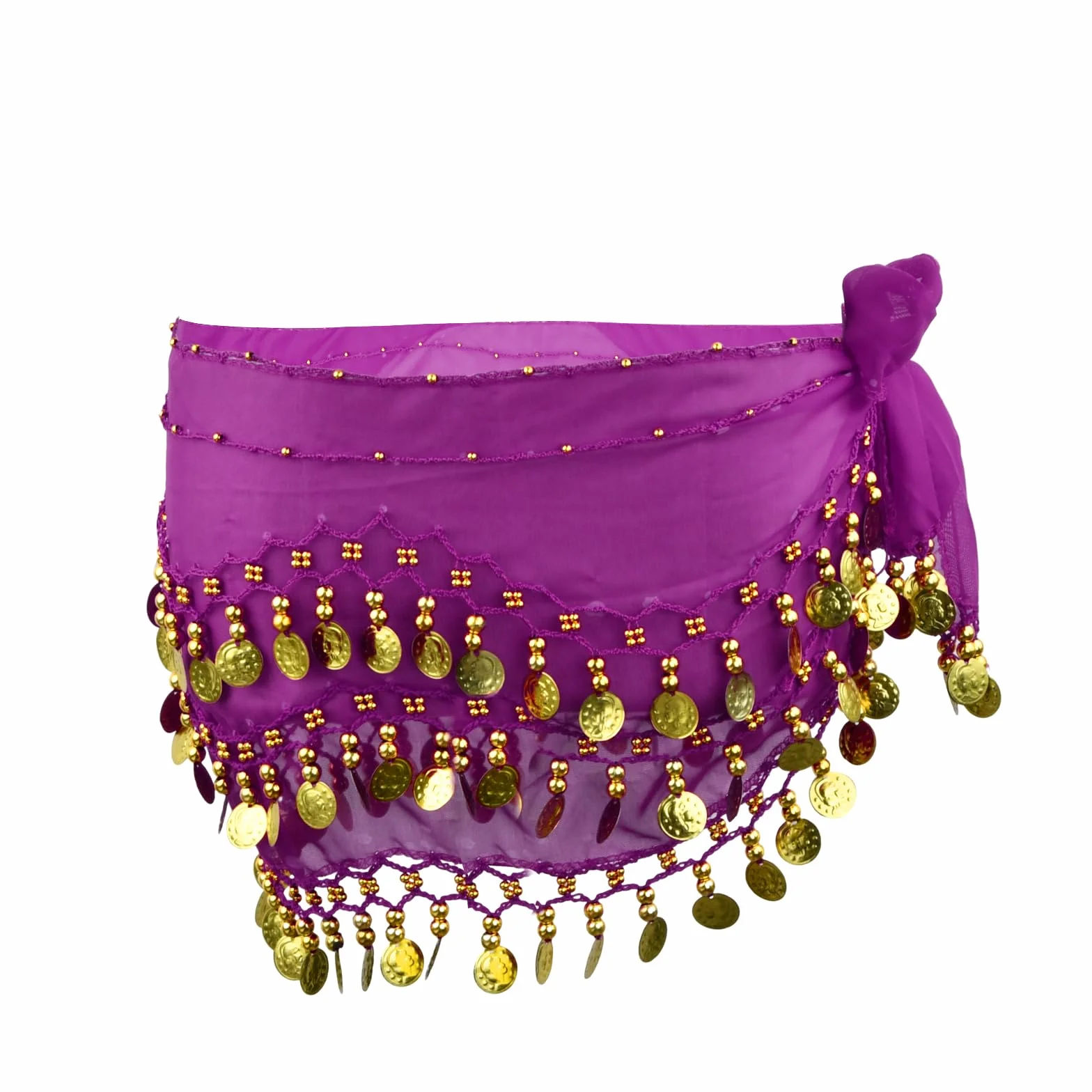 Cintura di Danza del Ventre Donna, Sciarpa Chiffon per Danza del Ventre, Gonna di Danza del Ventre con Moneta d'oro per Spettacoli Festa