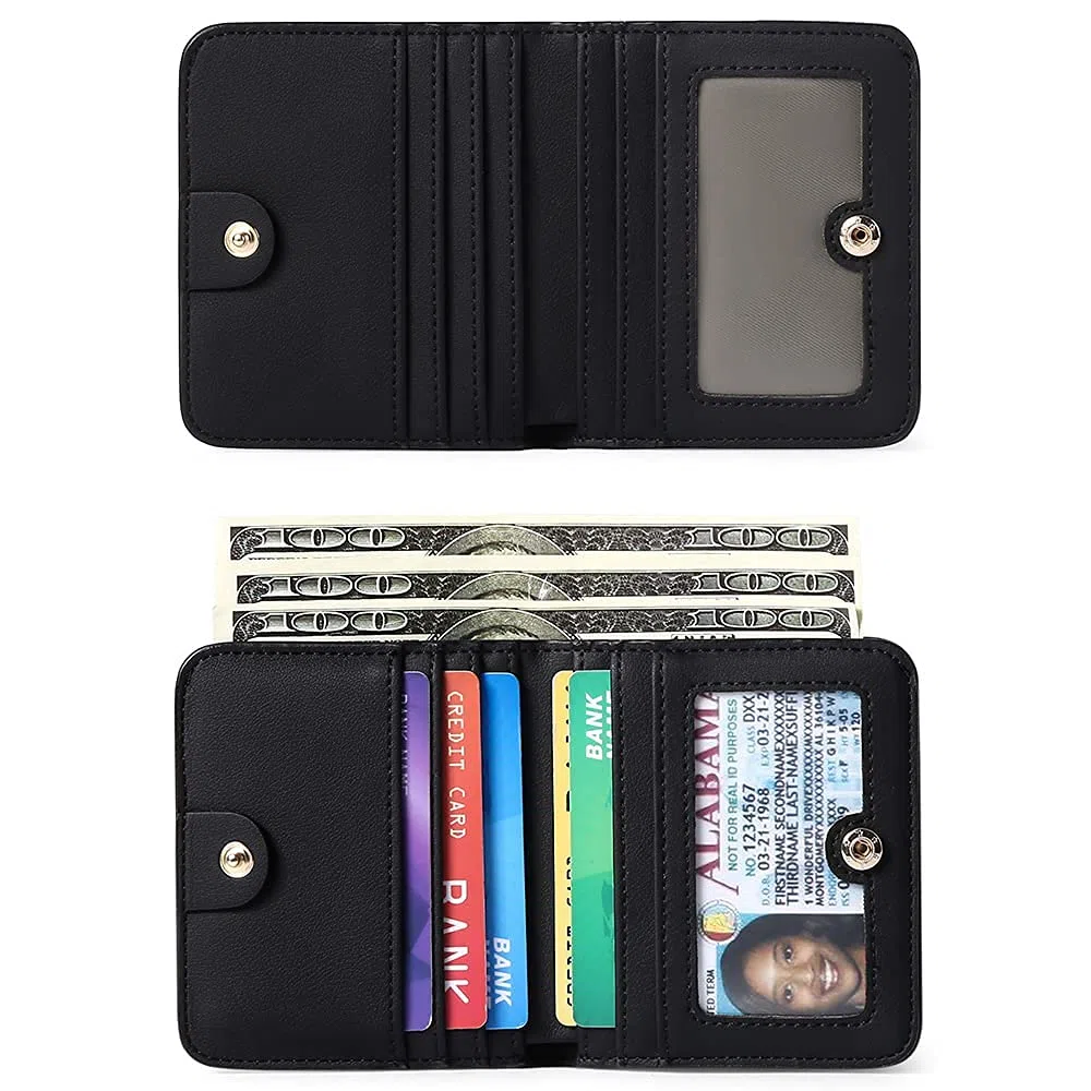 GAEKEAO Portafoglio da Donna in pelle, Portafogli Donna Piccoli con cerniere blocco RFID Portamonete, 7 Scomparti per Carte con 1 Finestra di Identificazione e 1 Tasca con Cerniera