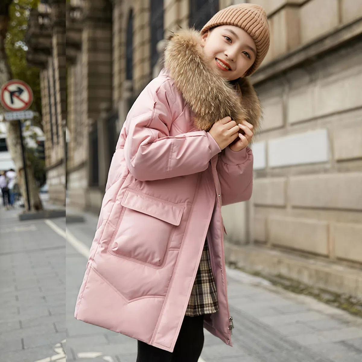 Cappotto Bambina con Cappuccio Giubbotto Tranpuntato Ragazza Giacca Piumino Caldo per Inverno
