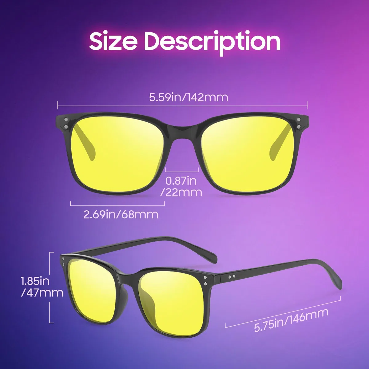 Ymmott Occhiali Guida Notturna Polarizzati - Antiriflesso Occhiali da Sole Lenti Gialle per Uomo Donna Guida Night Vision Goggles