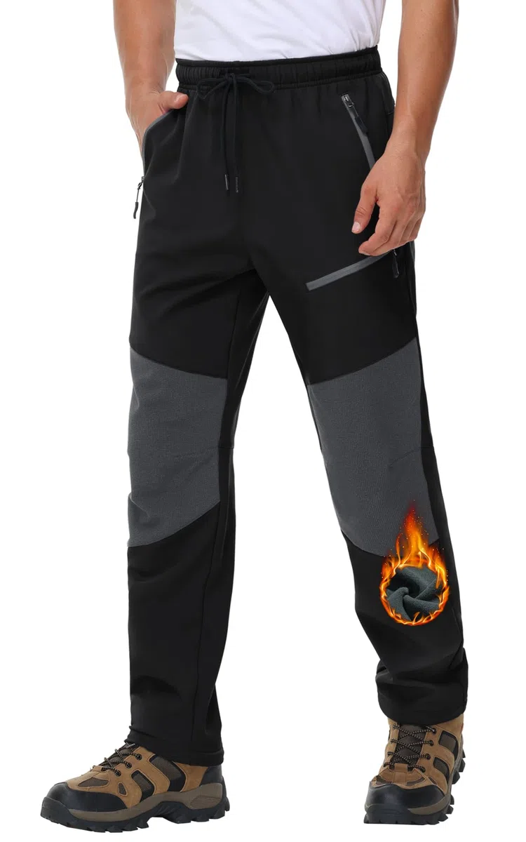 MOCOLY Pantaloni Trekking Invernali Uomo Pantaloni Sci Alpinismo Felpati Termico Pantalone Neve Caldi Pantaloni Cargo Imbottiti Invernale Antistrappo per Caccia Montagna Snowboard MTB Golf Lavoro