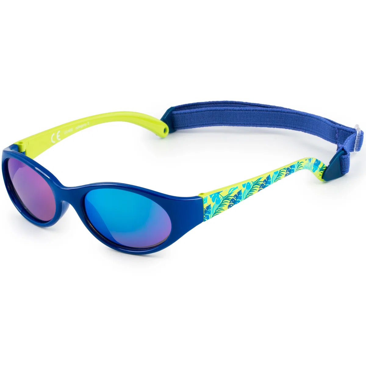 Kiddus Occhiali da Sole per Bambini e Bambine. Da 2 anni. In Gomma Flessibile. Elastico Regolabile e Rimovibile. Protezione 100% UV400