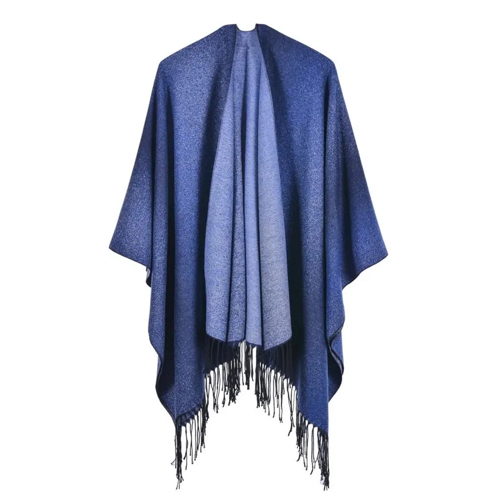 Dninmim Maglione da donna in jacquard lavorato a maglia, scialle, autunno inverno, leggero, ispessito, caldo, poncho mantelle