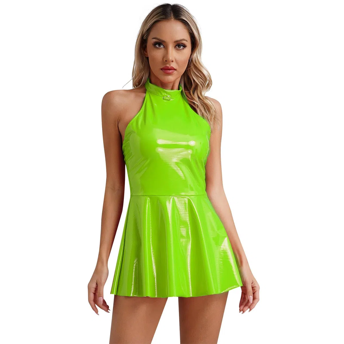 Abito a Trapezio per Donna, Gonna a Ruota, Abito a Ruota, Festa, Rosso, 4XL