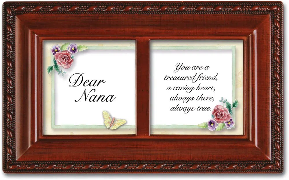 Dear Nana Petite Woodgrain Music Box Plays Wind Beneath Wings
