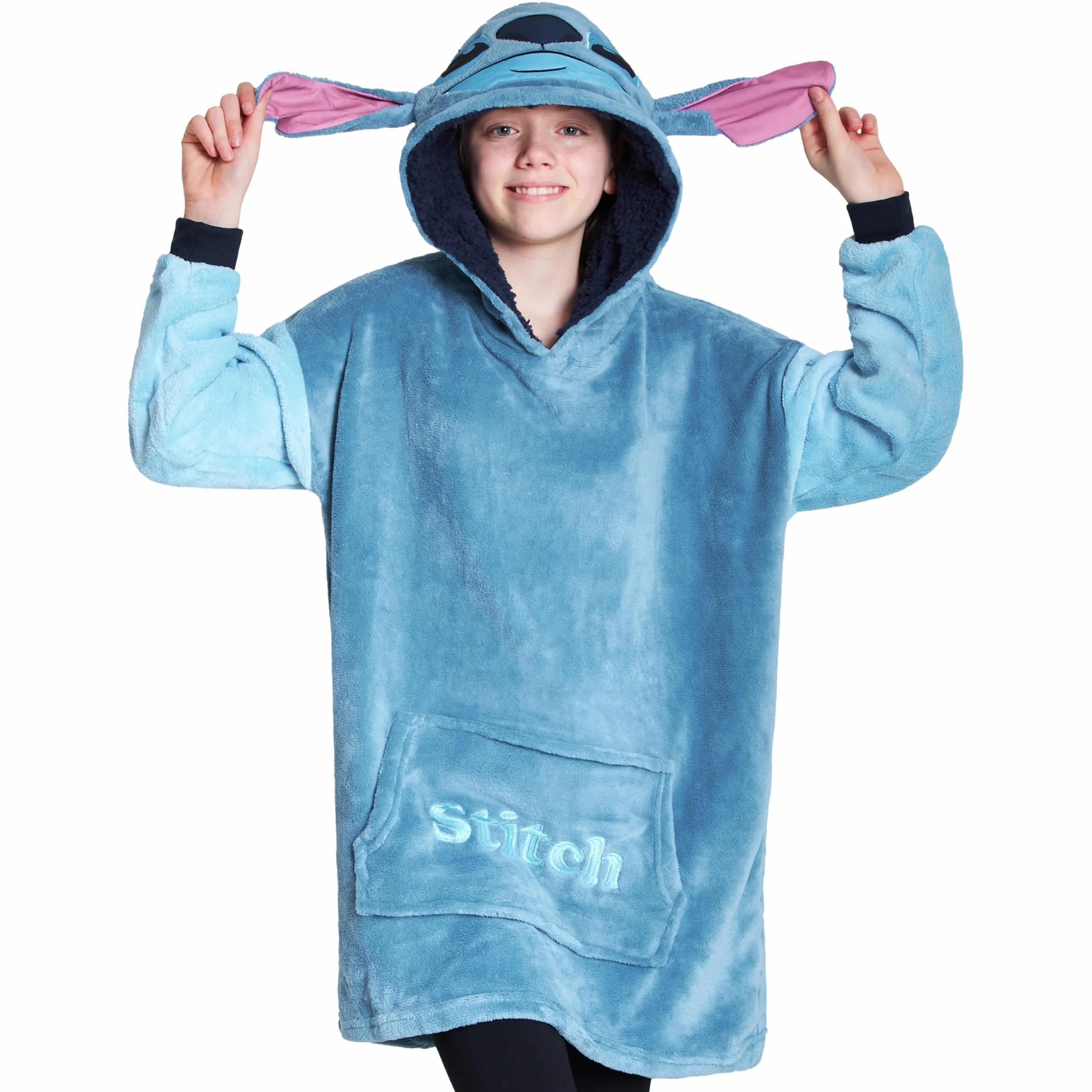 Disney Felpa Coperta per Bambini - Felpa Oversize in Pile con Cappuccio Stitch Bambina Ragazze Gadget Regalo Ufficiale