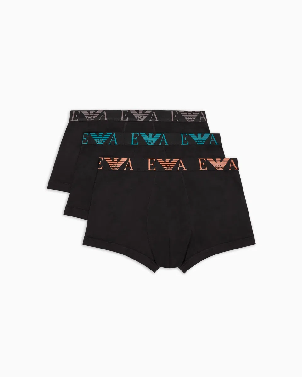 Emporio Armani Men's Shiny Logoband Pack 3-Pack Trunk Trunks (Pack of 3)