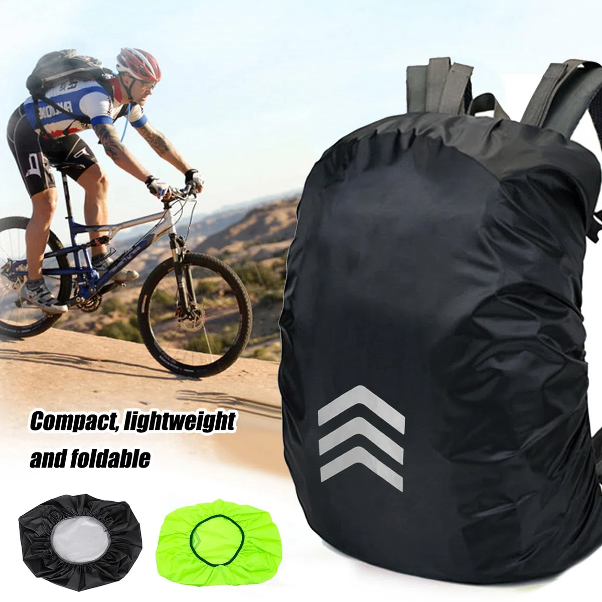 2 Pezzi Copri Zaino per Pioggia 30-40l, Coprizaino Impermeabile con Strisce Riflettenti, Antiabrasivo Coprizaino Scuola Antipioggia per Ciclismo, Escursionismo, Viaggi, attività All'Aperto
