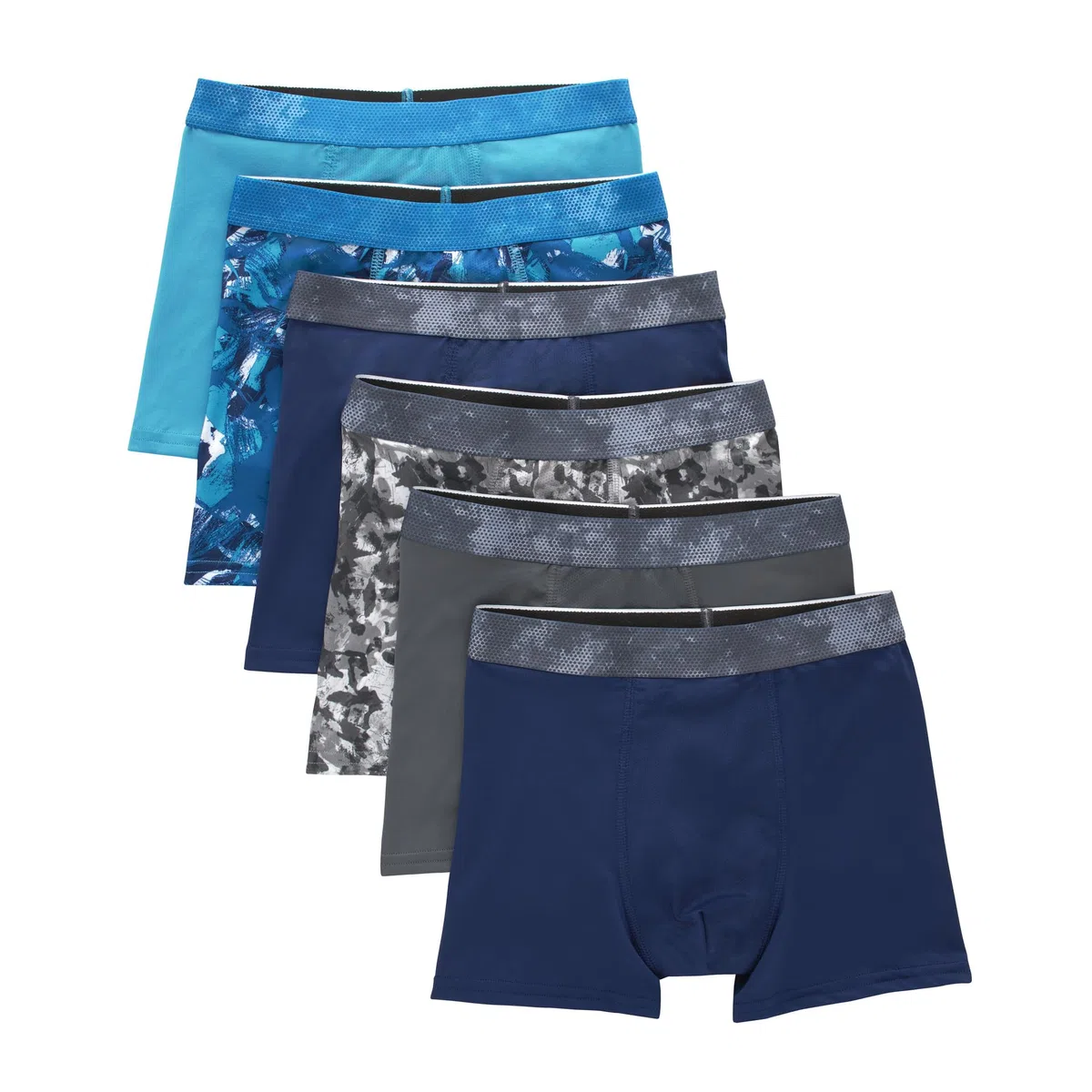 Hanes Boxer da Ragazzo Performance Tween, Stampe assortite e Tinta Unita, Confezione da 6