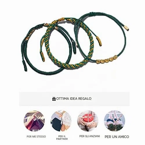 GOODCHANCEUK - Braccialetto intrecciato con nodo di diamante, 3 pezzi, regolabile, in rame, intrecciato a mano, per uomo e donna…