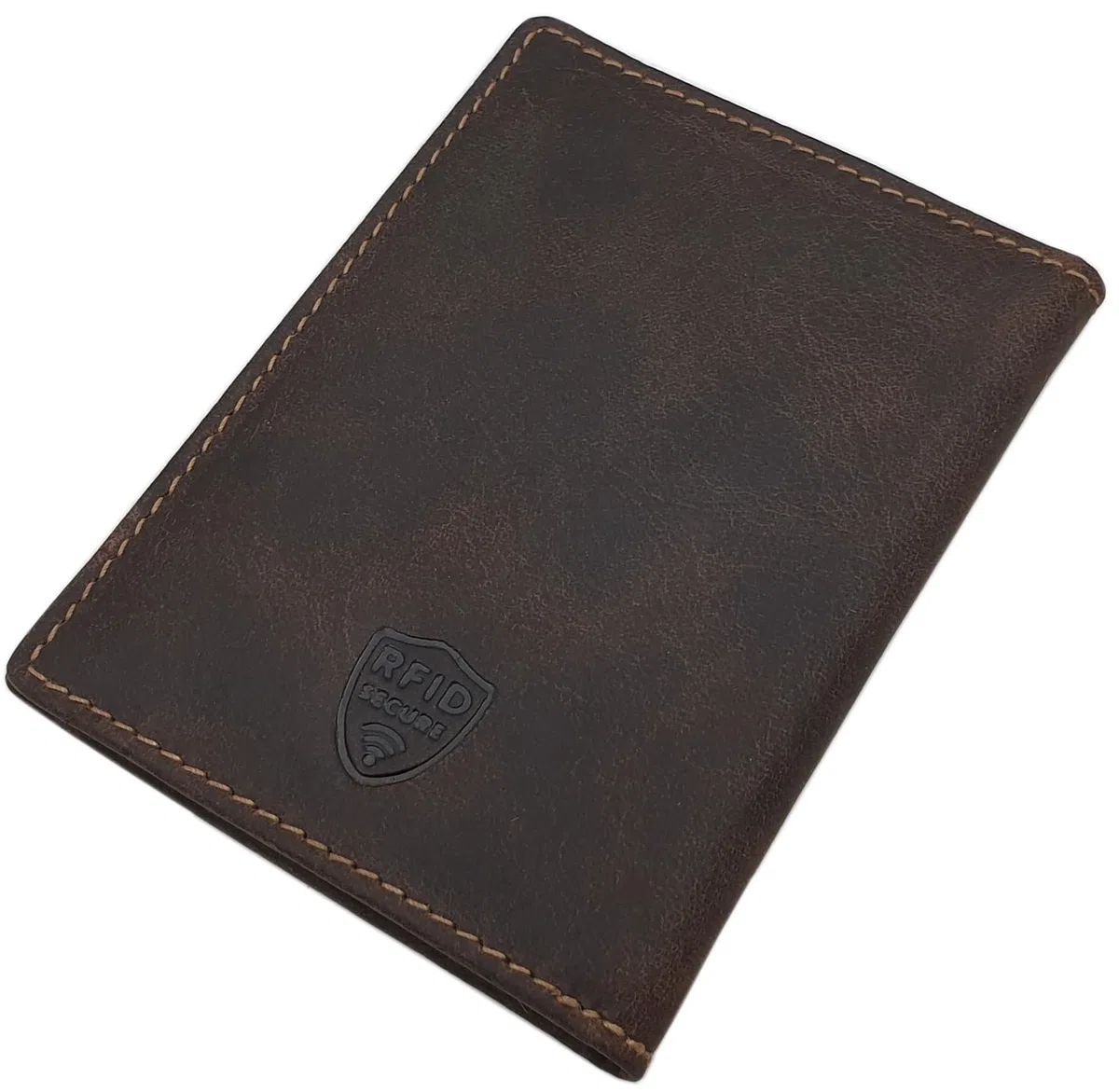 myledershop Vacchetta porta carte d'identità e carte di credito con blocco RFID & NFC in marrone