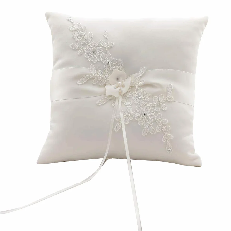 Awtlife Flower Wedding Ring Pillow Avorio Portacuscino per matrimonio in spiaggia 21 cm