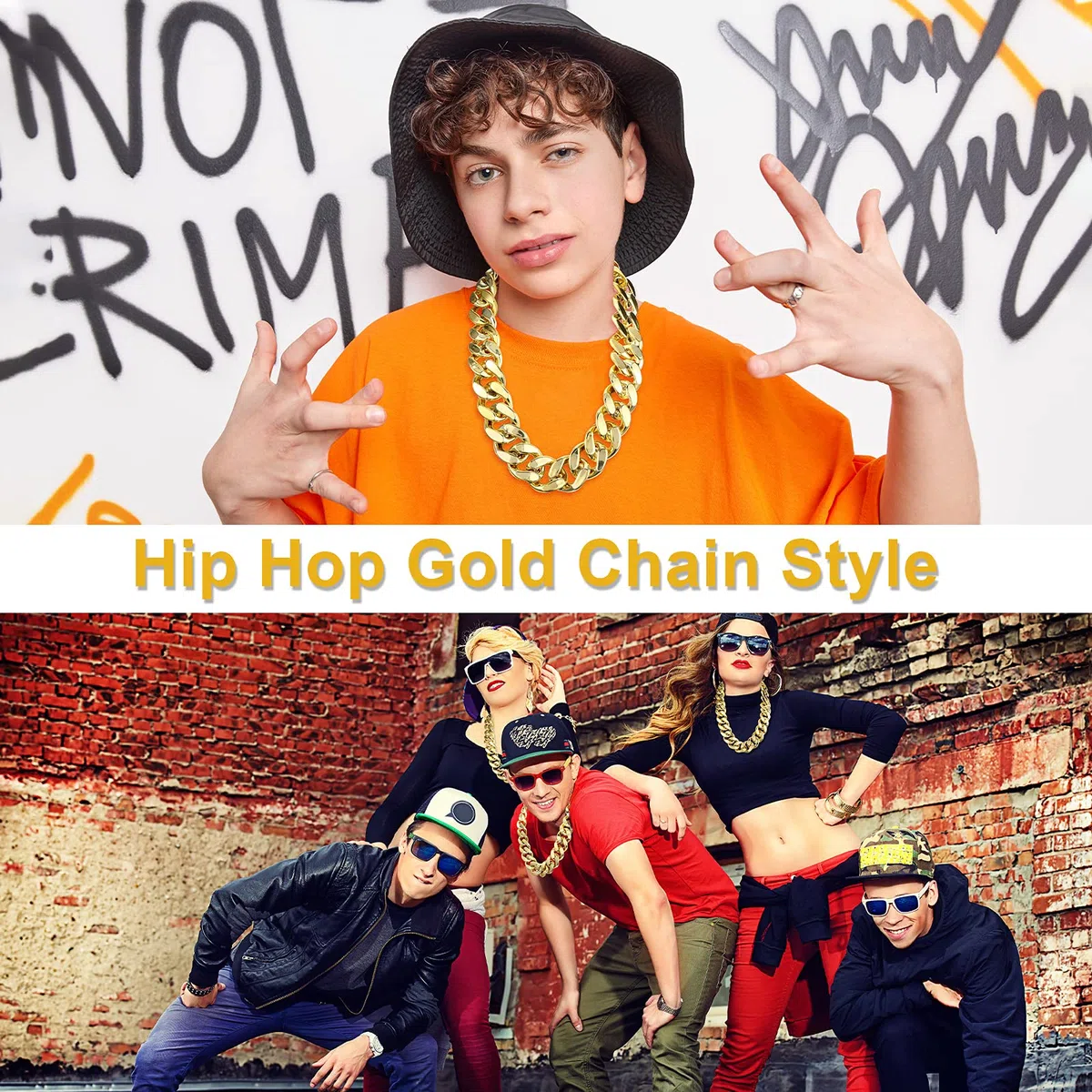 Aoriher Collana in Oro per Uomo e Donna - Catena Grossa Hip Hop, Girocollo, Decorazione Gioielli