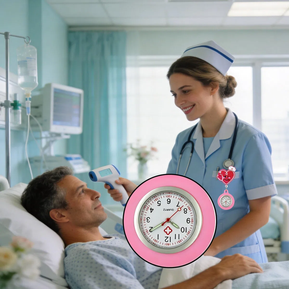 4 orologi da infermiera estensibili, in silicone, con puntatore luminoso, comodo orologio da tasca per medico, infermiera, studente, donna, uomo, infermiera e ragazza