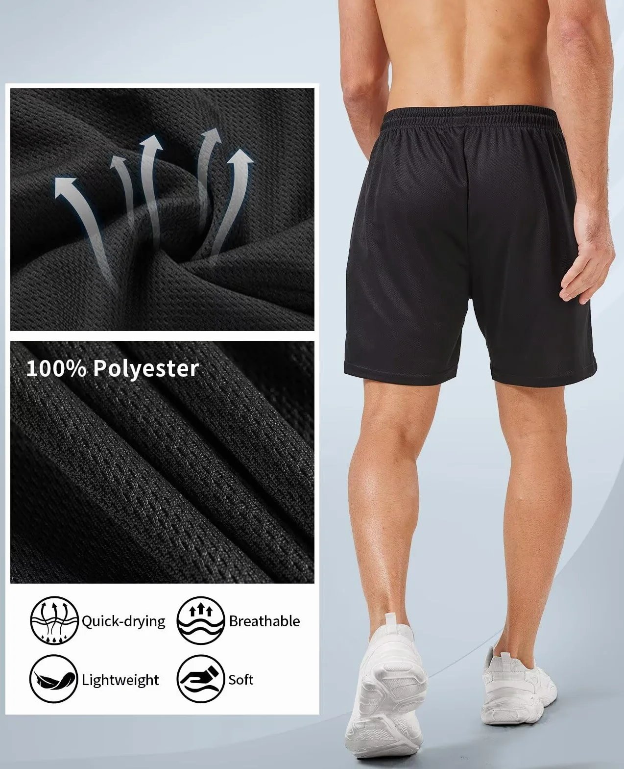 lomsoe Confezione da 5 pantaloncini sportivi da uomo da 12,7 cm, pantaloncini da corsa in rete ad asciugatura rapida, leggeri, da palestra con tasche, Nero, nero, grigio scuro, blu navy, grigio chiaro