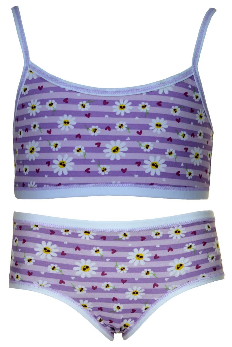 JADEA Coordinato Intimo Bimba Completo Ragazza Top Brassiere e Slip 143 (Lilla, 5/6 Anni-110/116 Cm)