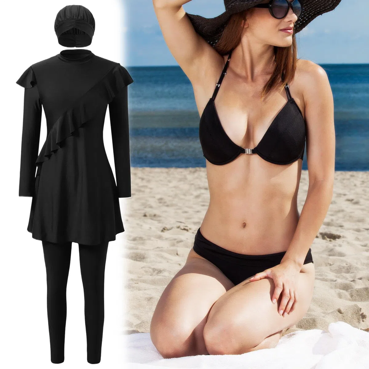 Costume da bagno da donna | Costume da bagno da donna | Abbigliamento alla moda modesto per ragazze palestra surf wakeboard piscina immersioni sport acquatici all'aperto