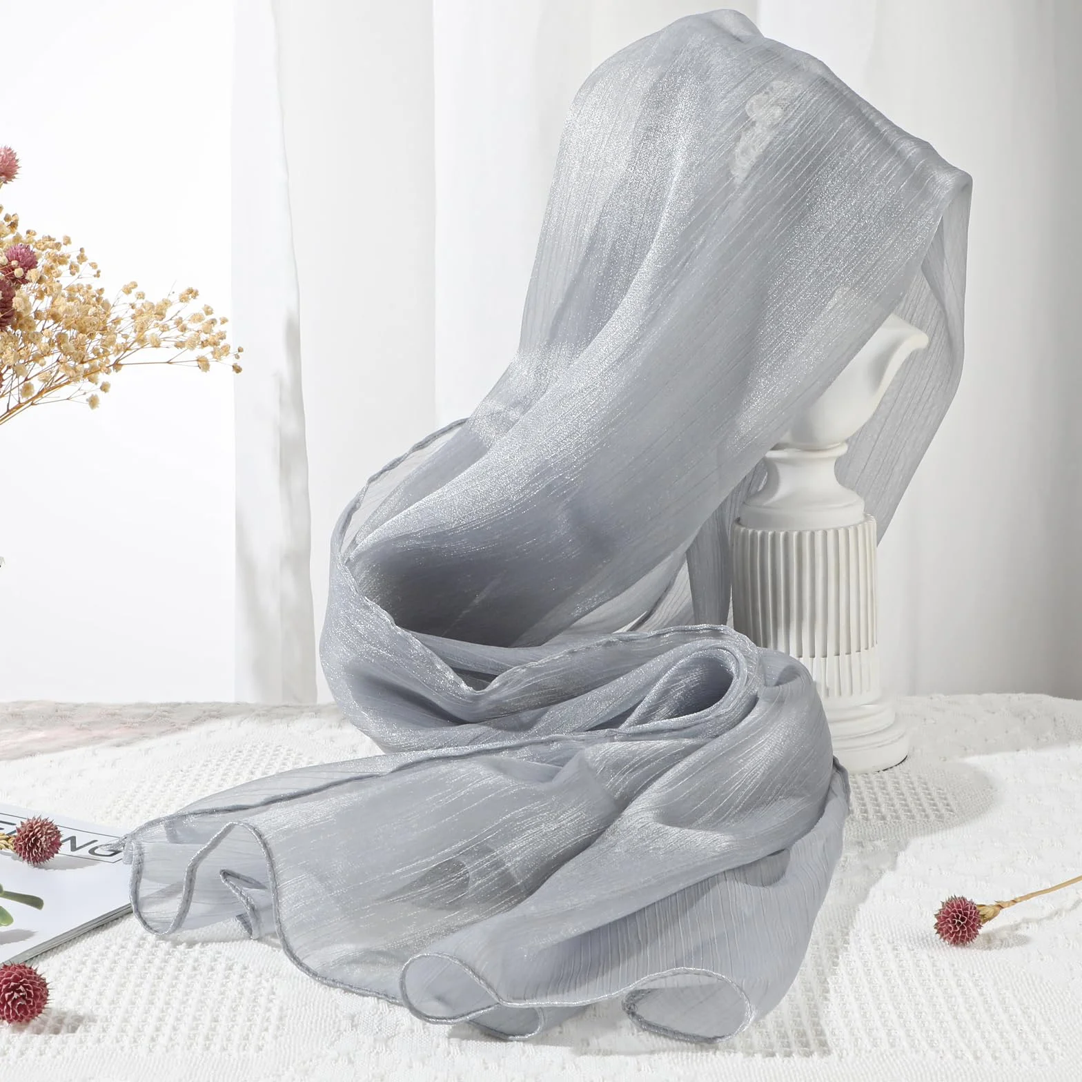 Jeffdad - Stola da donna in chiffon, elegante, leggera, morbida, grandi dimensioni, per abito da sera