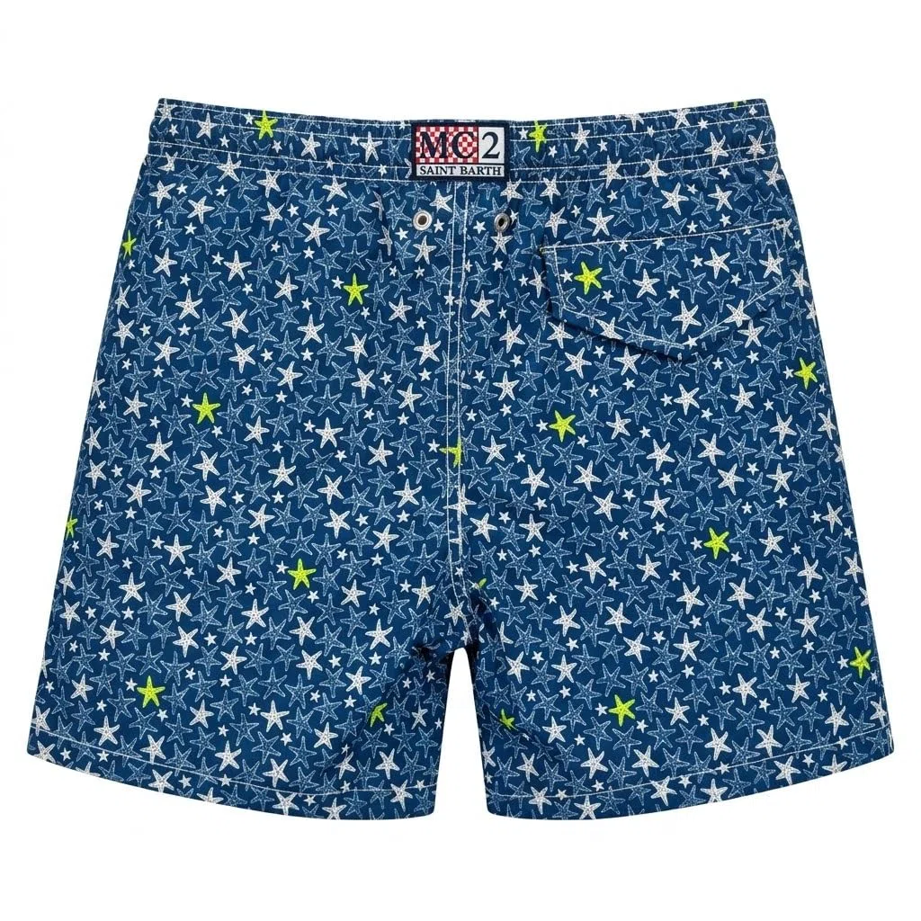 Saint Barth MC2 Costume Boxer Mare Jean Lighting Blu con Stampa Stelle Marine
