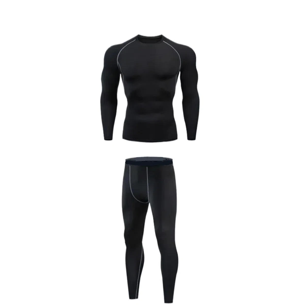 Set Termici Da Uomo Set da corsa da uomo autunno inverno caldo peluche aderente camicia sportiva top pantaloni legging set allenamento maschile fitness palestra abbigliamento sportivo Per Sci，Corsa(Bl