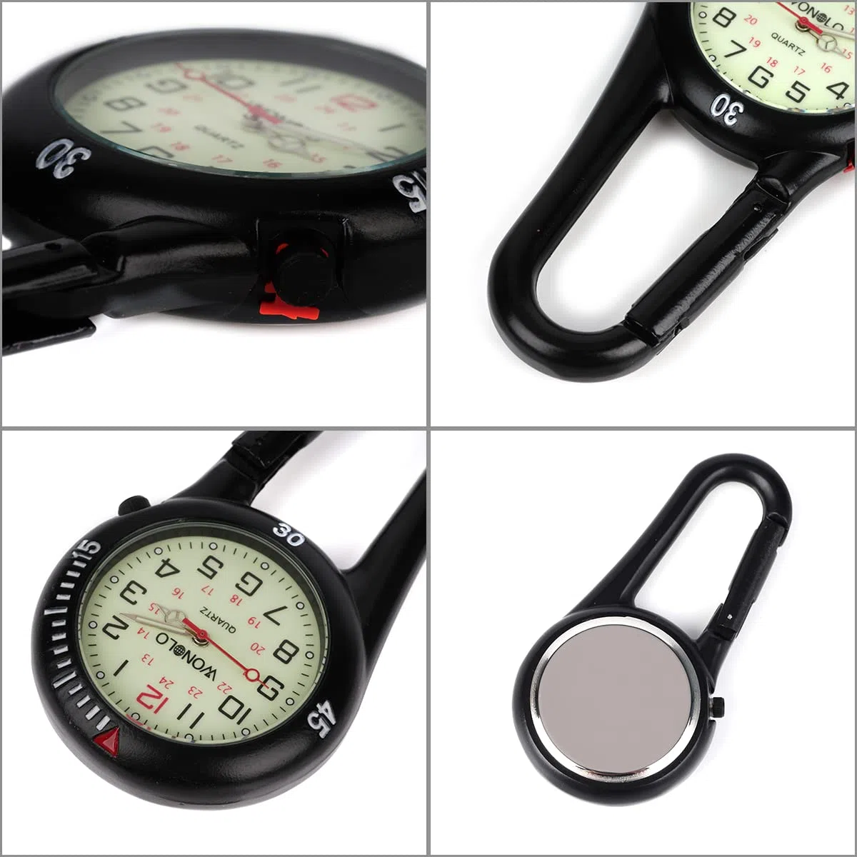 WONOLO Clip on Carabiner Luminous Face FOB Watch Digital for Doctors Nurses Paramedics Chefs Sport Unisex Men Women