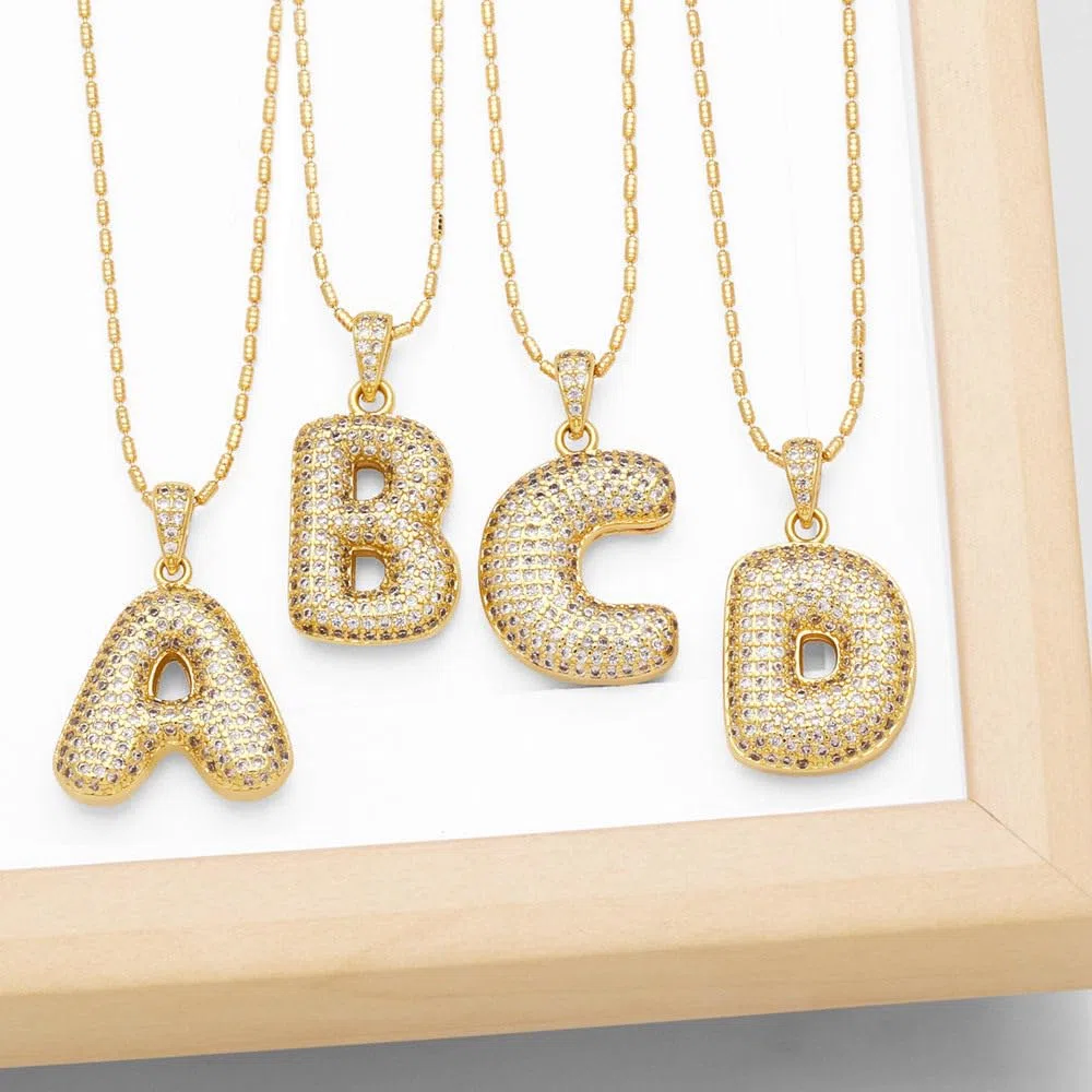 Collana Iniziale Con Lettera Zircone A Bolle - Collana Iniziale Esagerata Con Strass Scintillanti Zircone Pop Collana Con Lettera Pop 26 Az Collana Iniziale Gioielli Regalo Accessori Per Fes